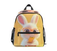 GAIREG Cute Bunny Yellow Toddler Boy Backpack with Name Tag, Little Kid's Backpacks Travel Book Bag 6-8 Years