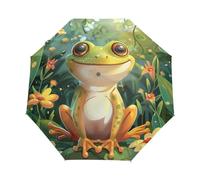 GAIREG Cute Cartoon Sitting Frog Travel Umbrellas Windproof Auto Open Close Umbrella