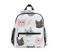 GAIREG Cute Cat Faces Toddler Girl Backpack with Name Tag, Small Kids School Backpacks Kindergarten Backpacks, Cute Cat Faces, 6-8 Years, Cute Backpacks