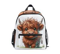 GAIREG Cute Highland Cow Toddler Boy Backpack with Name Tag, Kids School Bag Travel Backpack 3-5 Years