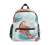 GAIREG Cute Japanese Fish Blue Toddler Boy Backpack with Name Tag, Kids Backpacks Kindergarten Backpacks, Cute Japanese Fish Blue, 3-5 Years, Cute Backpacks