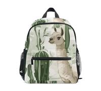 GAIREG Cute Llama Green Cactus Toddler Boy Backpack with Name Tag, Little Kid's Backpacks Small