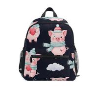 GAIREG Cute Pink Pig Black Toddler Girl Backpack with Name Tag, Mini Kids Backpacks Preschool Backpacks, Cute Pink Pig Black, 6-8 Years, Cute Backpacks