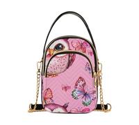 GAIREG Cute Planet Blue Mini Crossbody Purse, Butterfly Owl Pink, Quilted Crossbody Bag