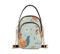 GAIREG Cute Planet Blue Mini Crossbody Purse, Retro Chicken Blue, Quilted Crossbody Bag