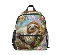 GAIREG Cute Sloth Floral Funny Toddler Backpack for Boys Girls Little Kid's Backpacks with Name Tag Small Travel Back Pack 6-8 Years