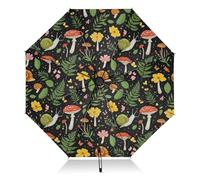 GAIREG Cute Snail Mushroom Black Folding Umbrella, Windproof Travel Compact Umbrella with Auto Open Close, Waterproof Sun Rain Portable Umbrella for Women Men