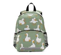 GAIREG Cute White Ducks Sage Green Toddler Boy Backpack with Leash, Mini Travel Book Bag Kids School Backpacks 3-6 Years, Medium
