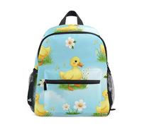GAIREG Cute Yellow Ducks Blue Toddler Boy Backpack with Name Tag, Kids School Backpacks Travel Bookbag 6-8 Years