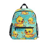 GAIREG Cute Yellow Ducks Teal Toddler Boy Backpack with Name Tag, Preschool Kindergarten Backpacks 3-5 Years
