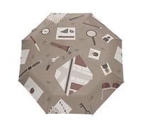 GAIREG Detective Theme Pattern Folding Umbrella Windproof Auto Open Close Travel Umbrella
