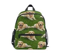 GAIREG Dogs Lying Green Grass Toddler Girl Backpack with Name Tag, Mini Kids Backpacks Travel Back Pack, Dogs Lying Green Grass, 3-5 Years