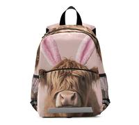 GAIREG Easter Highland Cow Bunny Backpack for Toddler Girls Boys, Mini Travel Backpack Little Kid's Backpacks 3-6 Years, Medium