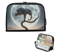 GAIREG Elephant Moon Stand Up Pencil Bag with Magnetic Flap Fold Portable Pencil Holder Case for Travel School Office