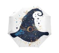 GAIREG Fairy Tales Wolf Birds Windproof Compact Auto Open Close Folding Umbrella for Women Men, Blue Witch Hat, OneSize