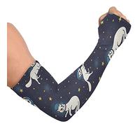 GAIREG Fantasy Flowers Sun Protection Arm Sleeves, Gardening Sleeves Arm Protection, Cosmic Cute Doodle White Cat, One size