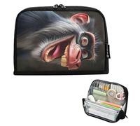 GAIREG Funny Monkey Standing Pencil Bag with Magnetic Flip Foldable Pencil Holder for Students and Office Use