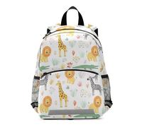 GAIREG Giraffes Zebras Lions Animals White Small Toddler Backpack for Girls Boys Kids School Backpacks Preschool Backpacks 3-6 Years, Medium
