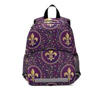 GAIREG Gold Fleur De Lis Purple Backpack for Toddler Girls Boys Kids Backpacks Small Kindergarten Backpacks 3-6 Years, Medium