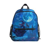 GAIREG Halloween Witch Castle Blue Toddler Boy Backpack with Name Tag, Little Kid's Backpacks 3-5 Years