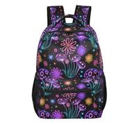 GAIREG Leopard Print Spots Backpack for School, Neon Colorful Mushrooms, S, Casual School Daypack
