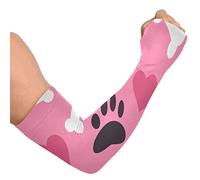 GAIREG Mardi Gras Carnival Purple Green Gold Sleeves to Cover Tattoos for Women Men, Cooling Arm Sleeves with Thumb Holes, Dog Pet Bone Paw Pink, One size