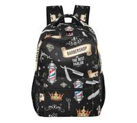 GAIREG Moons Stars Backpack with Multi Pocket Design for School and Travel, Barber Shop Elements, S, Casual School Daypack