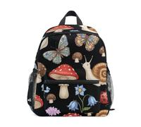 GAIREG Mushroom Snails Black Toddler Backpack for Girls Boys Little Kid's Backpacks with Name Tag Small Travel Back Pack 3-5 Years