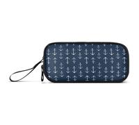 GAIREG Nautical Navy Blue Big Pencil Case, Mess-free | Pencil Bag with Full-length Zippers, Ready-to-pack for Craft Projects, 2 L, 8.86 x 3.54 x 4.33 In, 5.5 Oz