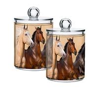 GAIREG Oriental Running Horse Qtip Holder, Toothpick Dispenser, Apothecary Jars 2 Pack