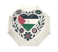 GAIREG Palestine Flag Floral Travel Umbrella Automatic Open Close Compact Folding Rain Umbrellas