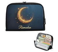 GAIREG Ramadan Moon Blue Standing Pencil Case with Magnetic Closure Portable Pencil Holder Organizer for Travel School Office