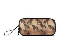 GAIREG Retro Brown Horse Pen Case, Well-sorted Wide-opening | Pen Case with Divided Storage Layers, Hand-washable Build, Holds 30-75 Slim Pens for Birthdays