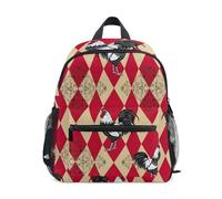 GAIREG Retro Rooster Red Checkered Toddler Boy Backpack with Name Tag, Little Kid's Backpacks, Retro Rooster Red Checkered, 3-5 Years, Cute Backpacks
