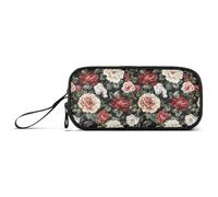 GAIREG Retro Rose Black Marker Case, Well-sorted Stand-up | Mess-free Pencil Case with Compartments, Nylon Build, Three Separate Compartments for Students