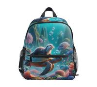 GAIREG Sea Turtle Otter Cute Toddler Boy Backpack with Name Tag, Little Kid's Backpacks Preschool Backpacks 3-5 Years