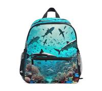 GAIREG Sharks Underwater World Toddler Boy Backpack with Name Tag, Kids School Backpacks Preschool Backpacks 6-8 Years