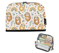 GAIREG Standing Pencil Case with Magnetic Flap White Cute Sloths Pattern Pen Bag Pencil Holder for School and Travel