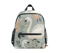 GAIREG Swans and Retro Floral Backpack for Toddler Boys Girls Kids School Backpacks with Name Tag Small Preschool Backpacks, Swans and Retro Floral, 6-8 Years, Cute Backpacks