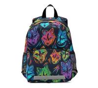 GAIREG Toddler Backpack for Girls Boys, Abstract Wolf Neon Mini Little Kid's Backpacks Travel Back Pack 3-6 Years, Medium