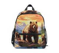 GAIREG Toddler Backpack for Girls Boys, Grizzly Bears Landscape Travel Backpack with Name Tag Small Kids Backpacks 6-8 Years