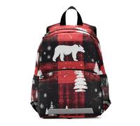 GAIREG Toddler Backpack for Girls Boys, Red Black Plaid White Bear Kindergarten Backpacks Small Little Kid's Backpacks 3-6 Years, Medium