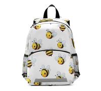 GAIREG Toddler Boy Backpack with Leash, Cartoon Bees Printed White Mini Kindergarten Backpacks Kids Backpacks 3-6 Years, Medium