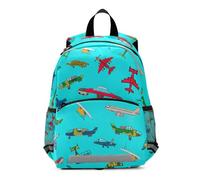 GAIREG Toddler Boy Backpack with Leash, Cute Cartoon Airplanes Teal Kindergarten Backpacks Mini Little Kid's Backpacks 3-6 Years, Medium