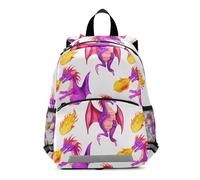 GAIREG Toddler Boy Backpack with Leash, Cute Purple Dragons White Travel Backpack Small Kids School Bag 3-6 Years, Medium