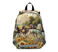 GAIREG Toddler Boy Backpack with Leash, Retro Sunflowers Horses Travel Back Pack Mini Little Kid's Backpacks 3-6 Years, Medium