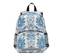 GAIREG Toddler Boy Backpack with Leash, Royal Blue Floral Little Kid's Backpacks Small Travel Backpack 3-6 Years