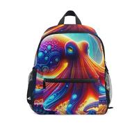 GAIREG Twilight Octopus Glow Blue Toddler Girl Backpack with Name Tag, Small Travel Book Bag, 3-5 Years