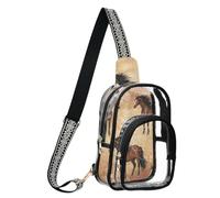 GAIREG Vintage Brown Horse Clear Stadium Bag for Unisex