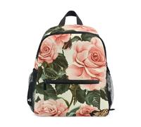 GAIREG Vintage Rose Leopard Beige Toddler Boy Backpack with Name Tag, Little Kid's Backpacks Travel Bookbag, Vintage Rose Leopard Beige, 3-5 Years, Cute Backpacks